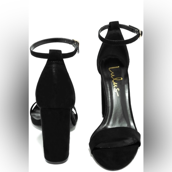 Lulu’s Black Suede Ankle Strap Heels - Picture 4 of 6